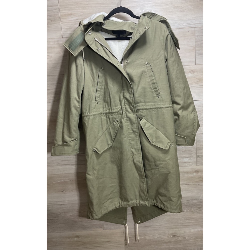 Rag & Bone Penelope Green Faux Shearling Lined Parka Coat Womens Small
